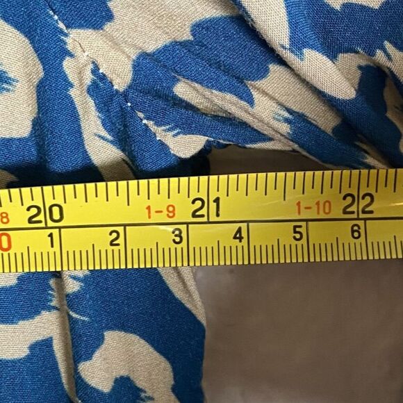 Venice 3 Stars Sz M Long-Sleeve Maxi Dress Soft Blue Gold V-Neck Blue Gold Boho - Picture 8 of 9